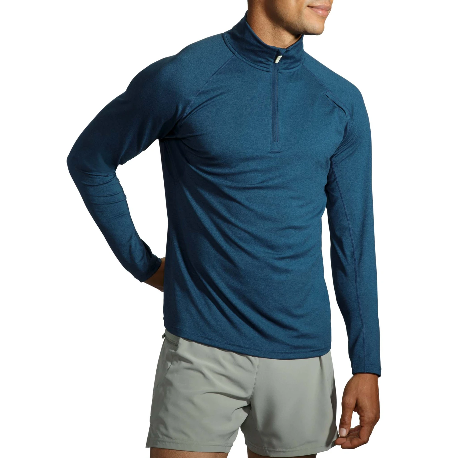 Brooks | Men's Dash 1/2 Zip - Heather Indigo Rush 5 Brooks | Men's Dash 1/2 Zip - Heather Indigo Rush - Image 3
