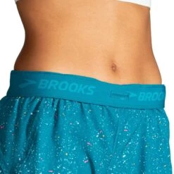 Brooks | Women's Chaser 5" 2-in-1 Short - Lagoon Speckle Print -Deals Sportswear Store 221464486 W Brooks Chaser52 in 1Short waistband