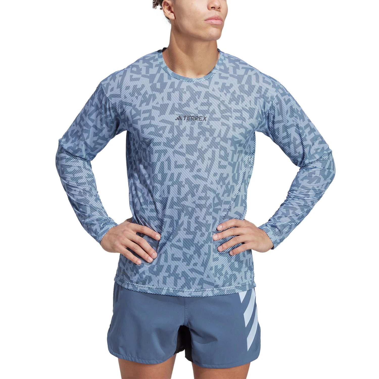 Adidas | Men's Terrex Primeblue Trail Graphic Longsleeve - Blue Dawn 4 Adidas | Men's Terrex Primeblue Trail Graphic Longsleeve - Blue Dawn - Image 2