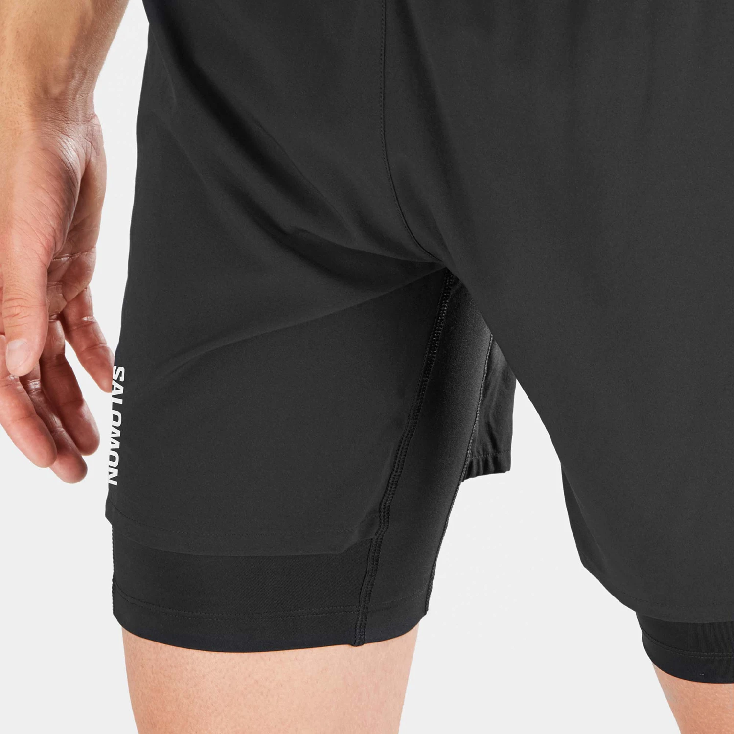 Salomon | Men's Cross Twinskin Shorts - Deep Black 9 Salomon | Men's Cross Twinskin Shorts - Deep Black - Image 7