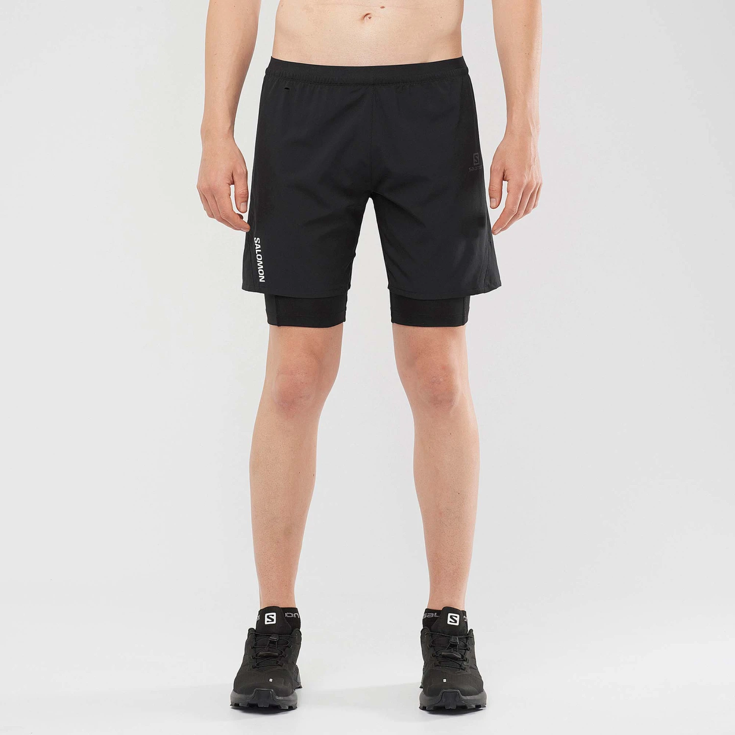 Salomon | Men's Cross Twinskin Shorts - Deep Black 4 Salomon | Men's Cross Twinskin Shorts - Deep Black - Image 2