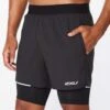 2XU | Men's Aero 2-in-1 5 Inch Shorts -Deals Sportswear Store MR6535bBLKSRF M 2xu aero2in15inshort detail