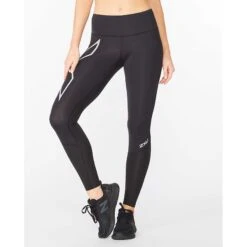 2XU | Women's Aero Vent Mid-Rise Compression Tights -Deals Sportswear Store WA6519bBLKSRF F 2xu aeroventmrcomptights modelfront